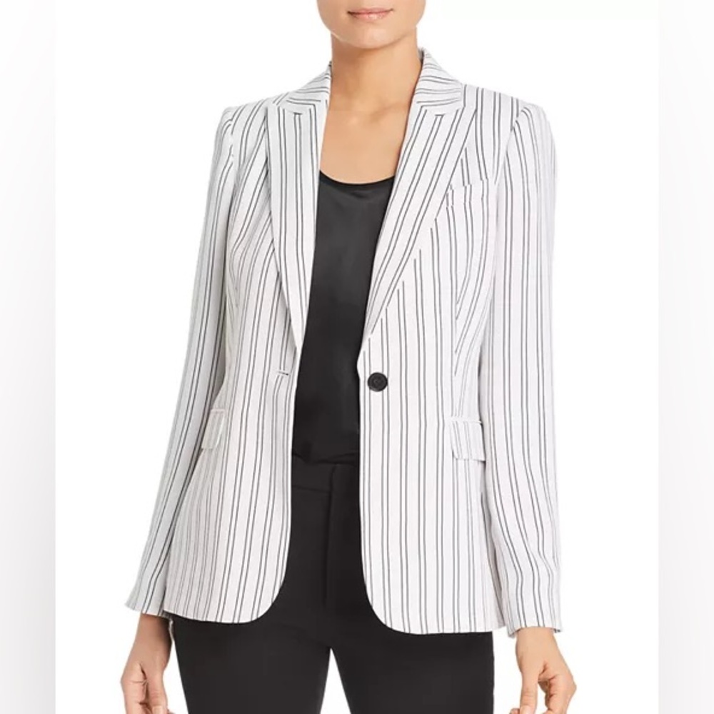 Calvin Klein Women's Striped Blazer - Black and White